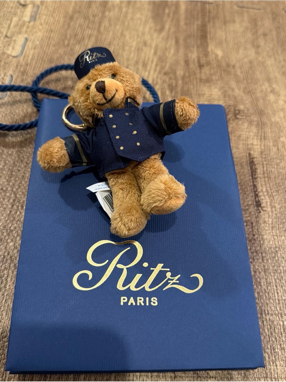 The Ritz Carlton Paris Navy Bellhop Bear Keychain New!